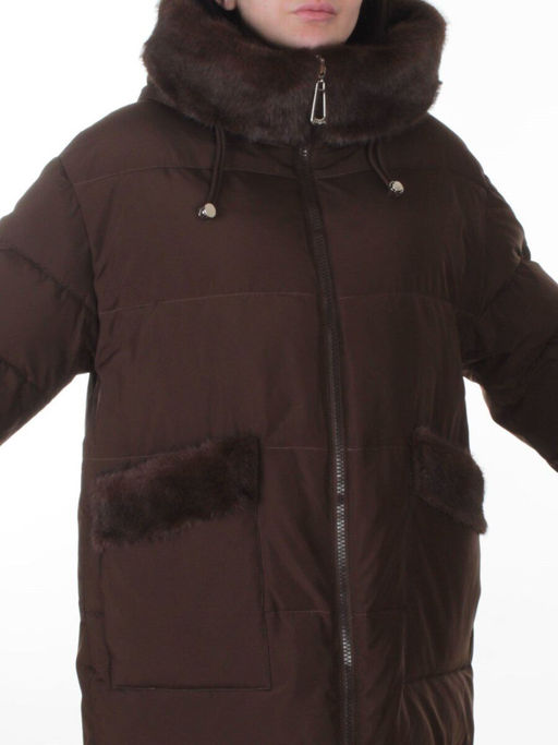 6093 BROWN (COFFEE) Куртка зимняя женская оверсайз (200 гр. холлофайбер)