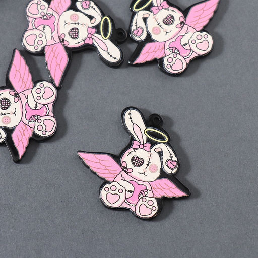 Цена за 4 шт. Декор для творчества акрил двусторонний «Зомби-зайка», 3.6×4.2×0.2 см