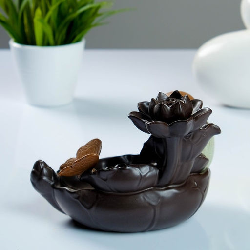 Подставка для благовоний TAKE IT EASY «Бабочка на лотосе», набор благовоний конусы, стелющийся дым, 14×16×12 см