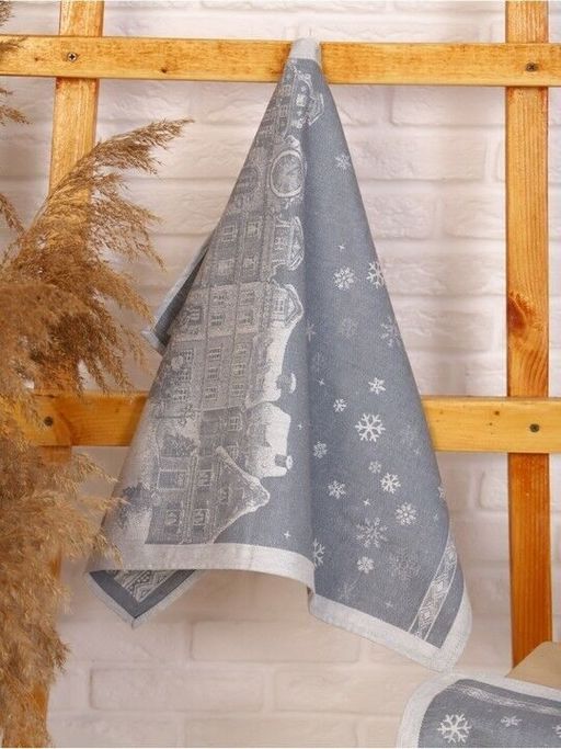 Полотенце Премиум Зимний город-сер. 50*70 см. - Лен поволжья фото 2