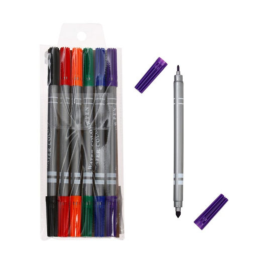 Фломастеры, 6 цветов, двусторонние, круглый наконечник 2 мм/5 мм, вентилируемый колпачок, в блистере - Calligrata фото 5