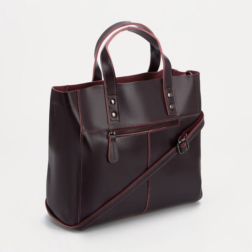 Сумка-тоут на молнии, 3 наружных кармана, длинный ремень, цвет бордовый - Simaland фото 2