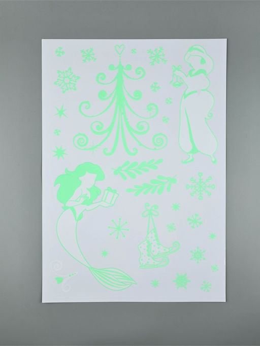 Наклейки интерьерные Новогодние, со светящимся слоем, 35 ? 50 см, 2 листа