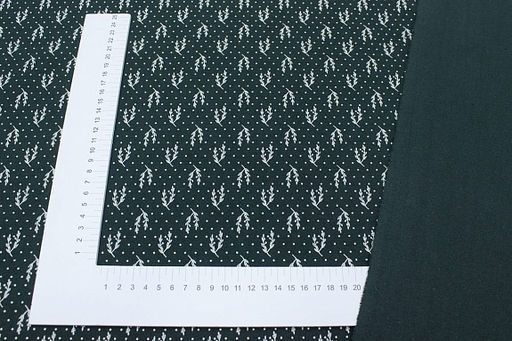 Теплый хлопок Набойка-веточки с горошком цв.темная хвоя, ш.1.48м, хлопок-100%, 160гр/м.кв - Купава фото 4