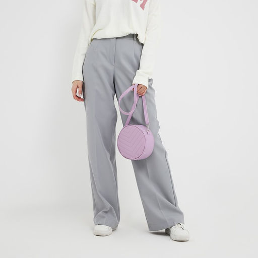 Сумка женская круглая из искусственной кожи, 18×18 см, сиреневая