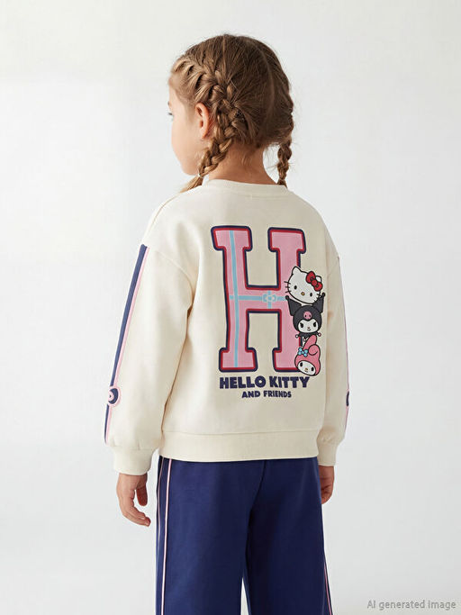 Hello Kitty Bask?l? K?z ?ocuk Sweatshirt ve E?ofman Alt