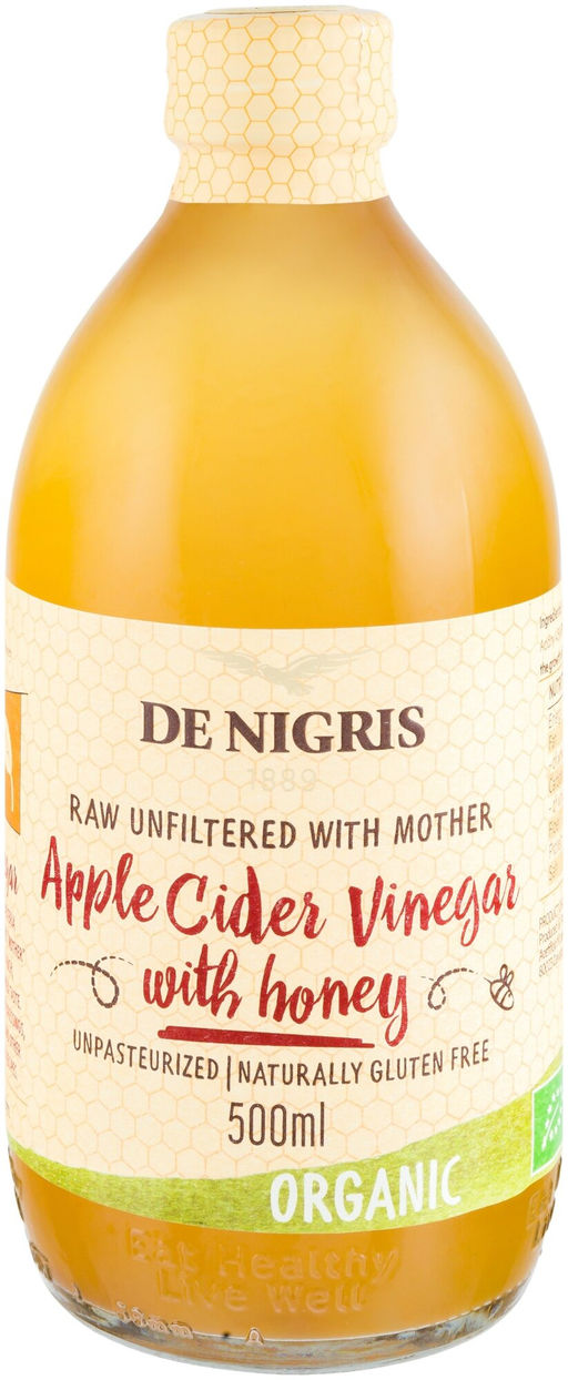 Уксус De Nigris яблочный с медом и куркумой нефильтрованный Organic 500 мл, стекло, ИТАЛИЯ