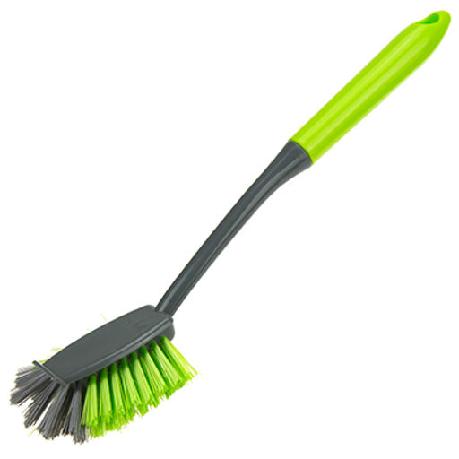 Щетка для посуды "Лайм" 30см, овальная, с длинной пластмассовой ручкой (Китай)