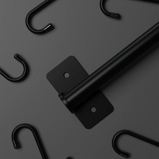 Рейлинговая система для кухни, 57 см, 5 крючков, чёрная