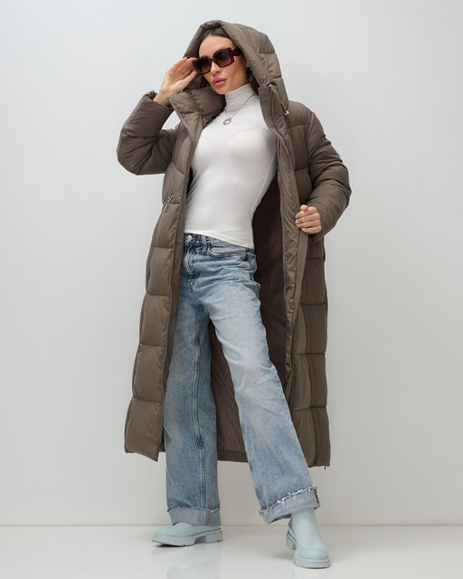 Пальто зимнее Visdeer 7729SK женское утепленное 240 г/м² светло-коричневое  фото 18