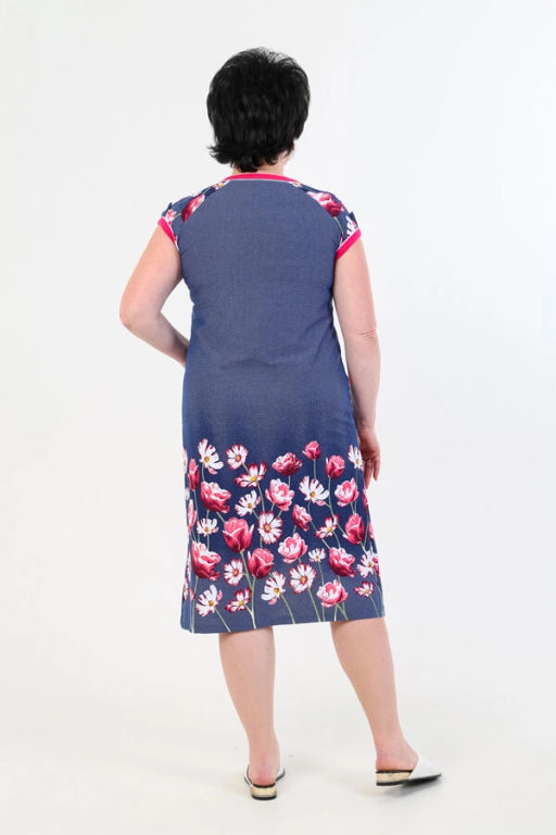 Халат женский, цвет синий розовый