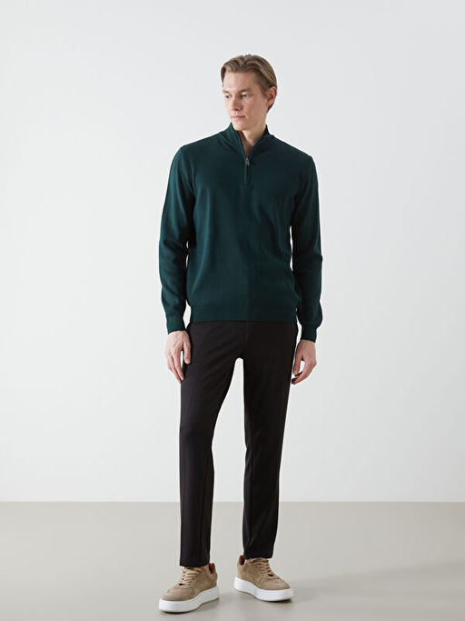 Dik Yaka Uzun Kollu Erkek Triko Kazak