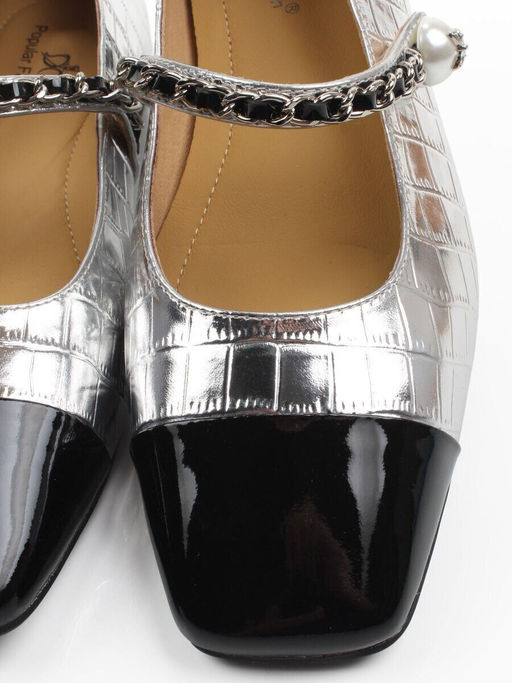 06-H4A-5C BLACK/SILVER Туфли женские (натуральная кожа)