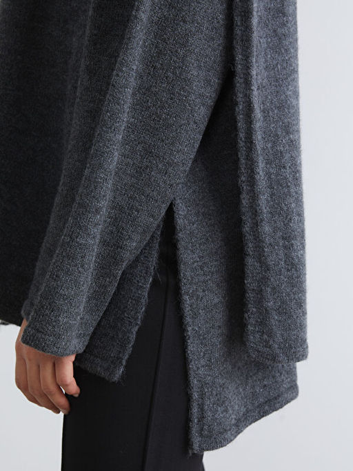 D?k?ml? ?al Yaka Oversize Kad?n Triko Kazak