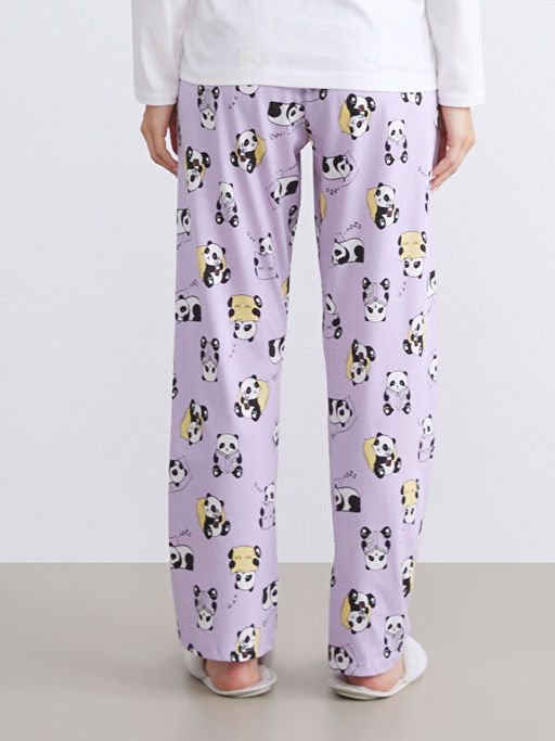 Beli Lastikli Bask?l? Kad?n Pijama Alt?