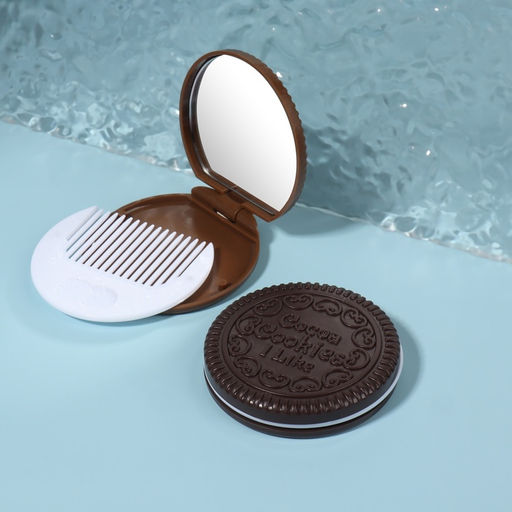 Цена за 2 шт. Зеркало складное Шоколадное чудо, с расчёской, d=6.6 см, МИКС - Qf фото 3