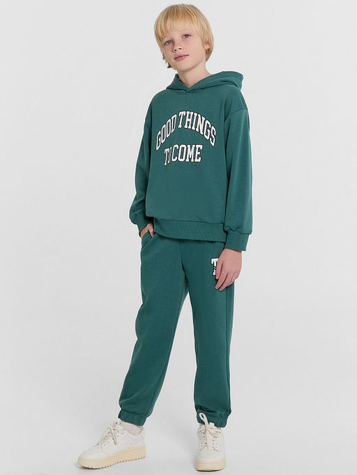 Спортивный костюм для мальчиков зеленый с надписью Good things to come - Mark formelle фото 2