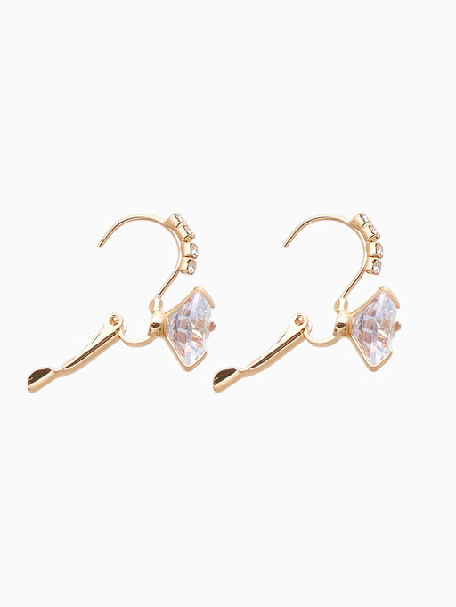 Серьги со стразами Циркония мини, круг, белые в золоте