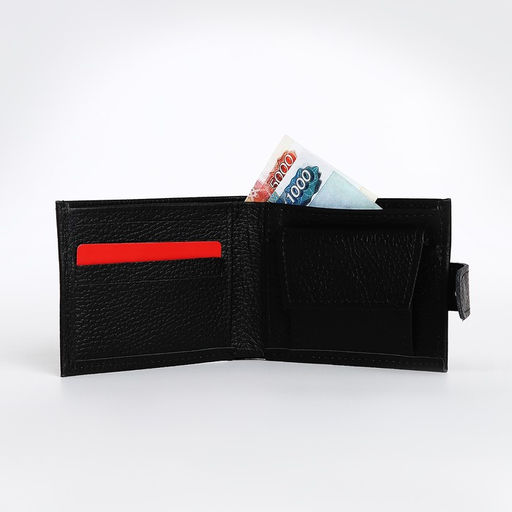 Кошелёк на кнопке, TEXTURA, цвет чёрный  фото 8