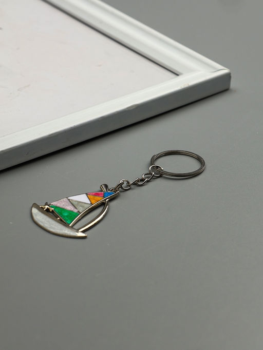 Цена за 12 шт. Брелок металл, эмаль "Парусник" 5х4х0,1 см