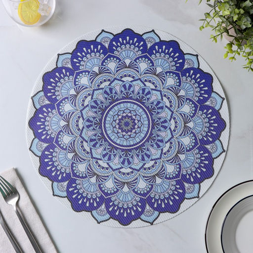 Набор салфеток сервировочных Доляна Силия, d=38 см, 4 шт, цвет синий  фото 6