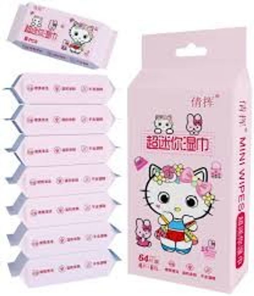 Влажные мини-салфетки для мам и малышей, котёнок 64 шт