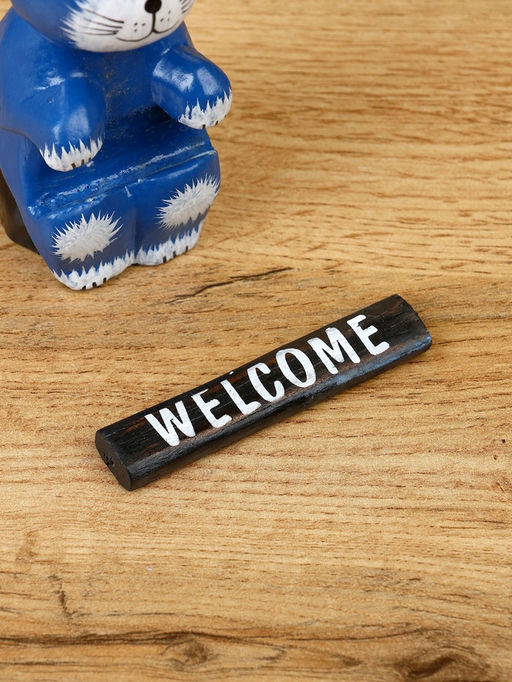 Сувенир «Кот с табличкой WELCOME», 8×4×10 см, дерево, синий