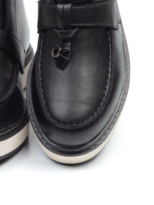 01-5172-1 BLACK Ботинки женские демисезонные (натуральная кожа, байка)