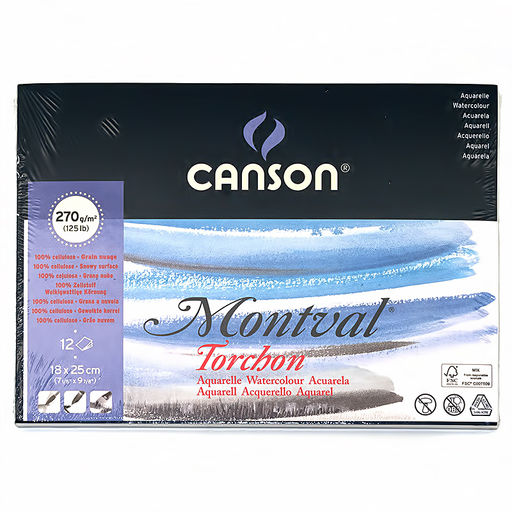 Canson Альбом для акварели 100% целлюлоза 270 г/м2 18 х 25 см склейка с одной стороны 12 л. C200807323 крупнозернистая