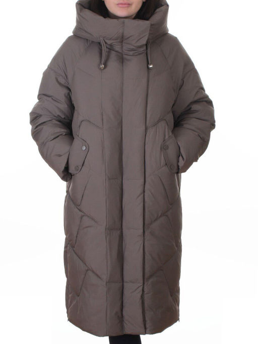 A621 GRAY/BROWN Пальто зимнее женское (200 гр. холлофайбер)