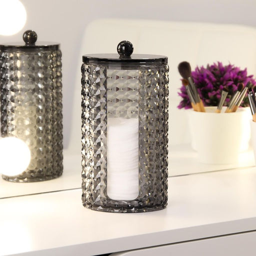 Органайзер для ватных дисков «Black Secret», с крышкой, 18×10×7.5 см, чёрный