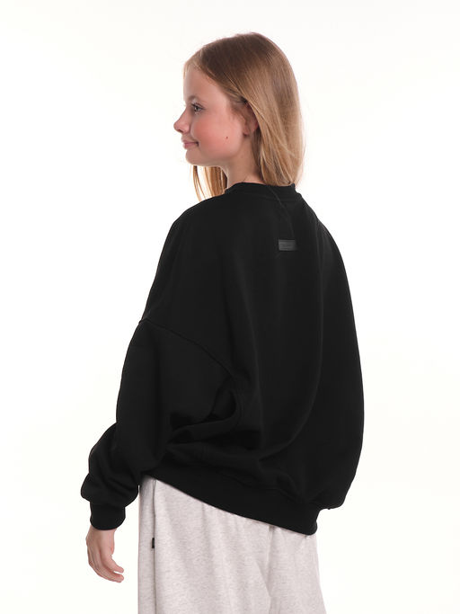 Толстовка оверсайз для девочки 22-2017 черный - Mini maxi фото 2