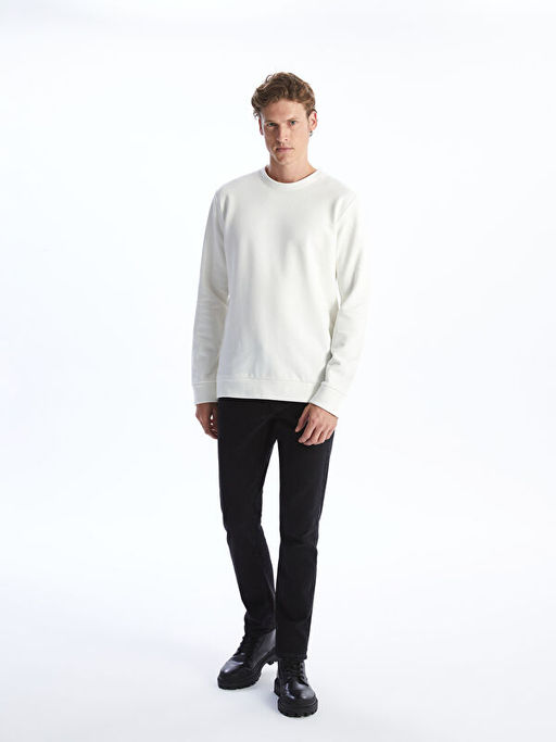 Bisiklet Yaka Uzun Kollu Erkek Kal?n Sweatshirt