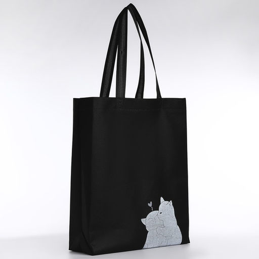 Цена за 2 шт. Сумка (пакет) шопер Котики, 42х10х30 см, без подклада, черная - Nazamok фото 4