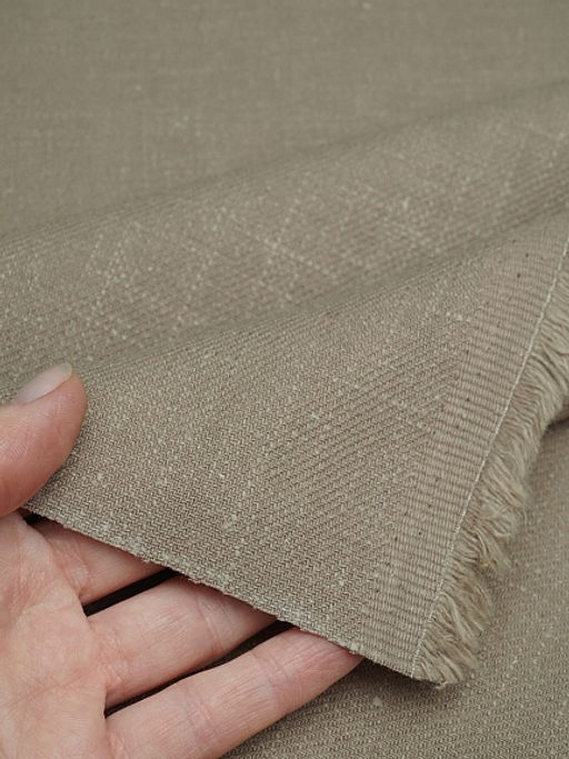 Конопля с хлопком-диагональ цв.Кофейно-оливковый, ш.1.4м, конопля-80%, хлопок-20%, 260гр/м.кв - Купава фото 2