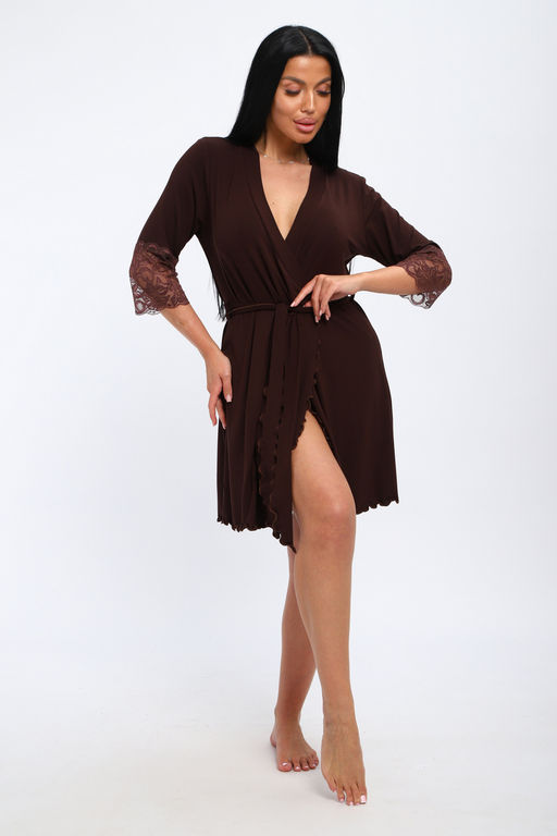 Халат женский из вискозы Адель Нуар шоколад - Амадэль фото 26