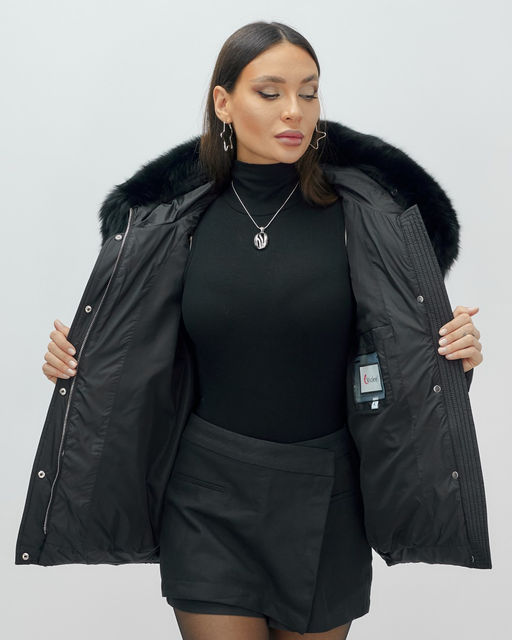 Куртка зимняя женская с мехом и капюшоном тренд черного цвета 7759Ch Бренд: Visdeer - Mtforce фото 9