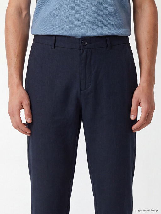 Regular Fit %100 Keten Erkek Pantolon - Waikiki фото 3