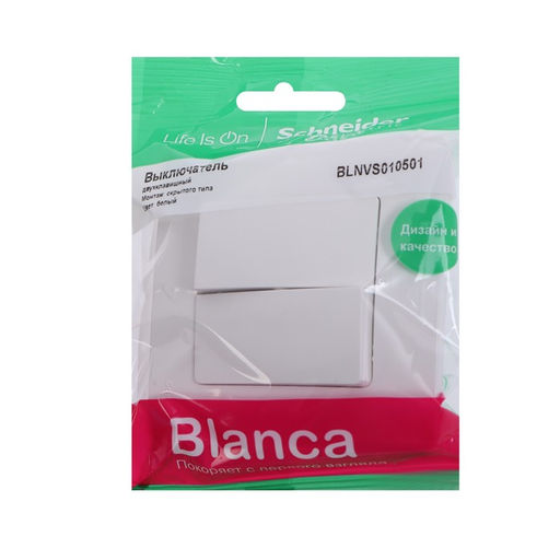 Выключатель SE Blanca, 2 клавиши, 10 А, IP20, скрытый монтаж, белый, BLNVS010501