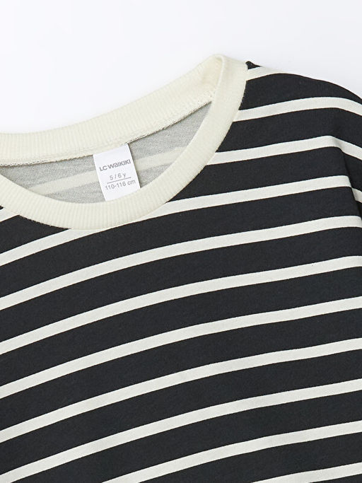 Bisiklet Yaka Uzun Kollu Erkek ?ocuk ?izgili Ti??rt