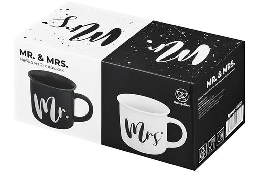 Набор 2 кружек Elan Gallery Mrs and Mr 400 мл New Bone China  фото 13