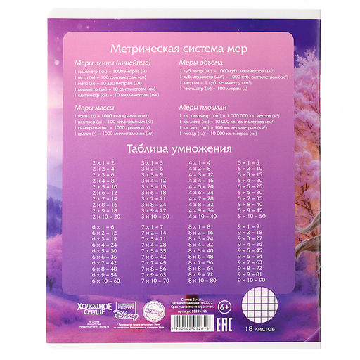 Цена за 19 шт. Тетрадь в клетку 18 листов, 5 видов МИКС, обложка мелованный картон, «Холодное сердце»