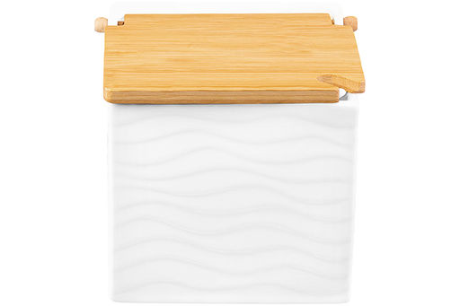 Банка для сыпучих продуктов 800 мл 11,5*11*11,5 см Айсберг волны + ложка + откидная бамбук.крышка - Elan gallery фото 6