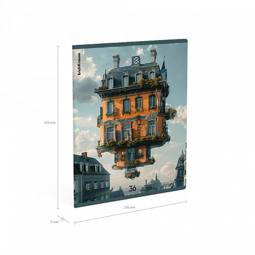 Цена за 5 шт. Тетрадь общая ученическая ErichKrause Flying House, 36 листов, клетка_MIX-PACK