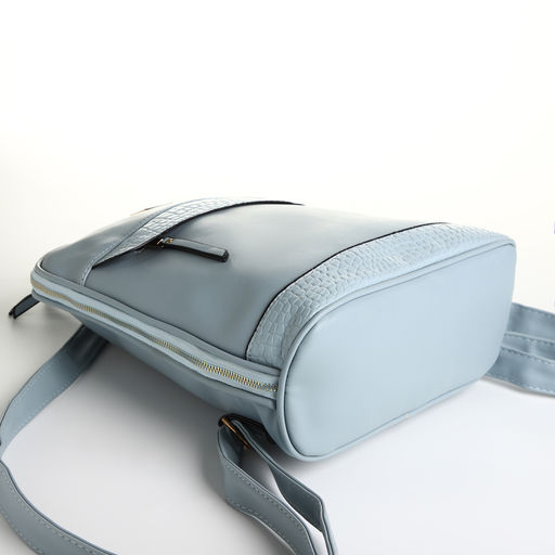 Рюкзак женский городской на молнии, 2 кармана, размер 11×29×31 см, голубой