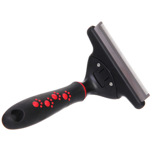 Расческа - фурминатор с кнопкой самоочистки для животных "ПРОФФ - МОЙ БРО", прорезиненная ручка, цвет черный, 11*14,5см