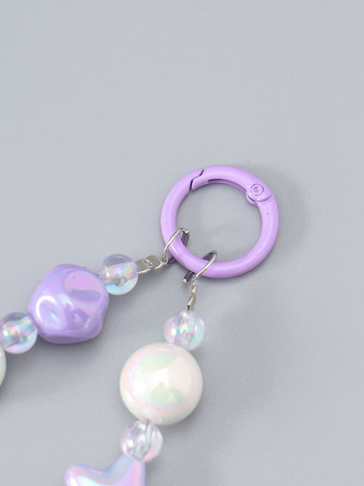 Брелок на карабине "Тюльпаны и звёзды" сиренево-перламутровый 11х4х1,5 см