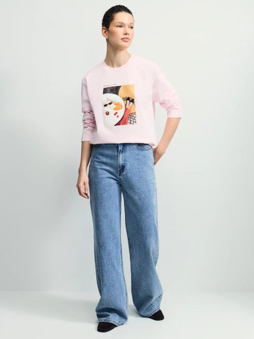 Прямой лонгслив с принтом / Zarina фото 3