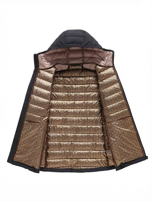 Куртка женская стёганая с капюшоном с графеновой подкладкой черного цвета 9624_1Ch