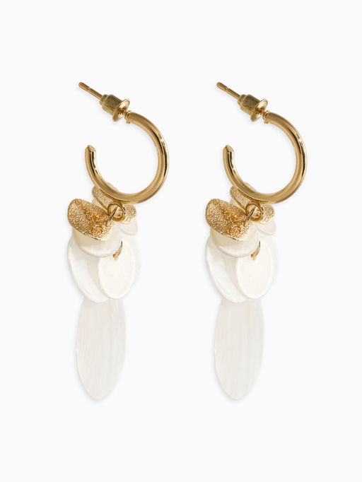 Серьги «Морской мир» чешуя, белые в золоте